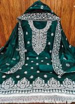 Chanderi Green Festival Wear Thread Work Dress Material